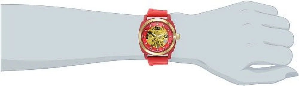 Rubber Rose TK626PK Women's Mechanical Movement Skeleton ORLOGI Watch Milano