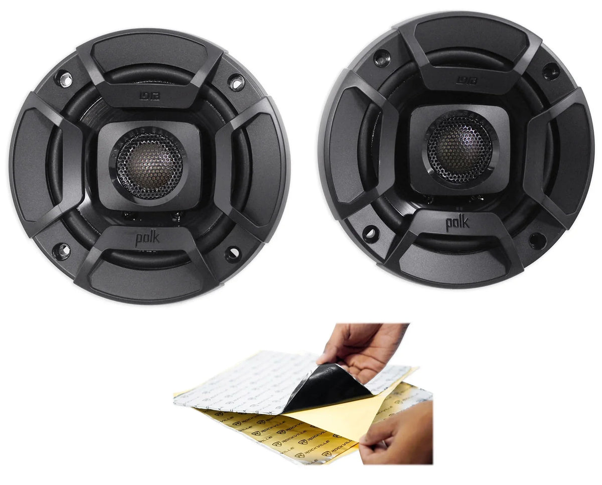 270 Speakers+Rockmat DB402 Watt Audio Car Polk ATV/Motorcycle/Boat Audio (2) 4"