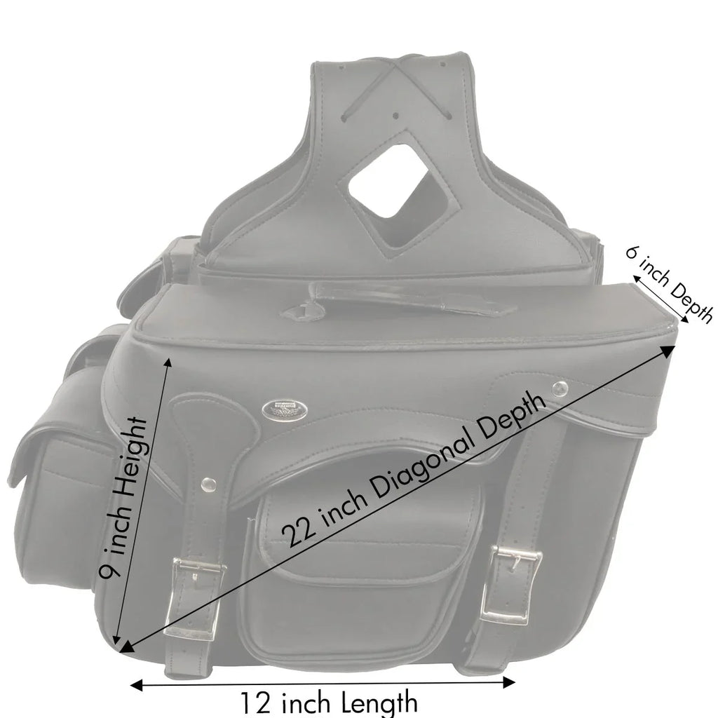 PVC Throw Studded Over Double Pocket Saddlebags Zip-Off Leather SH66602 Motorcycle Milwaukee
