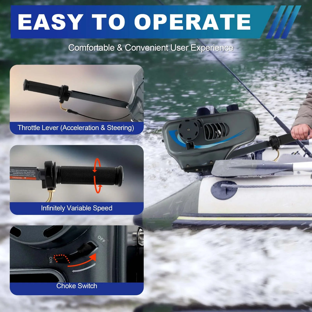 2 Fishing 3.5HP Stroke Water Cooling Boat Motor Outboard WUZSTAR W/CDI Engine System