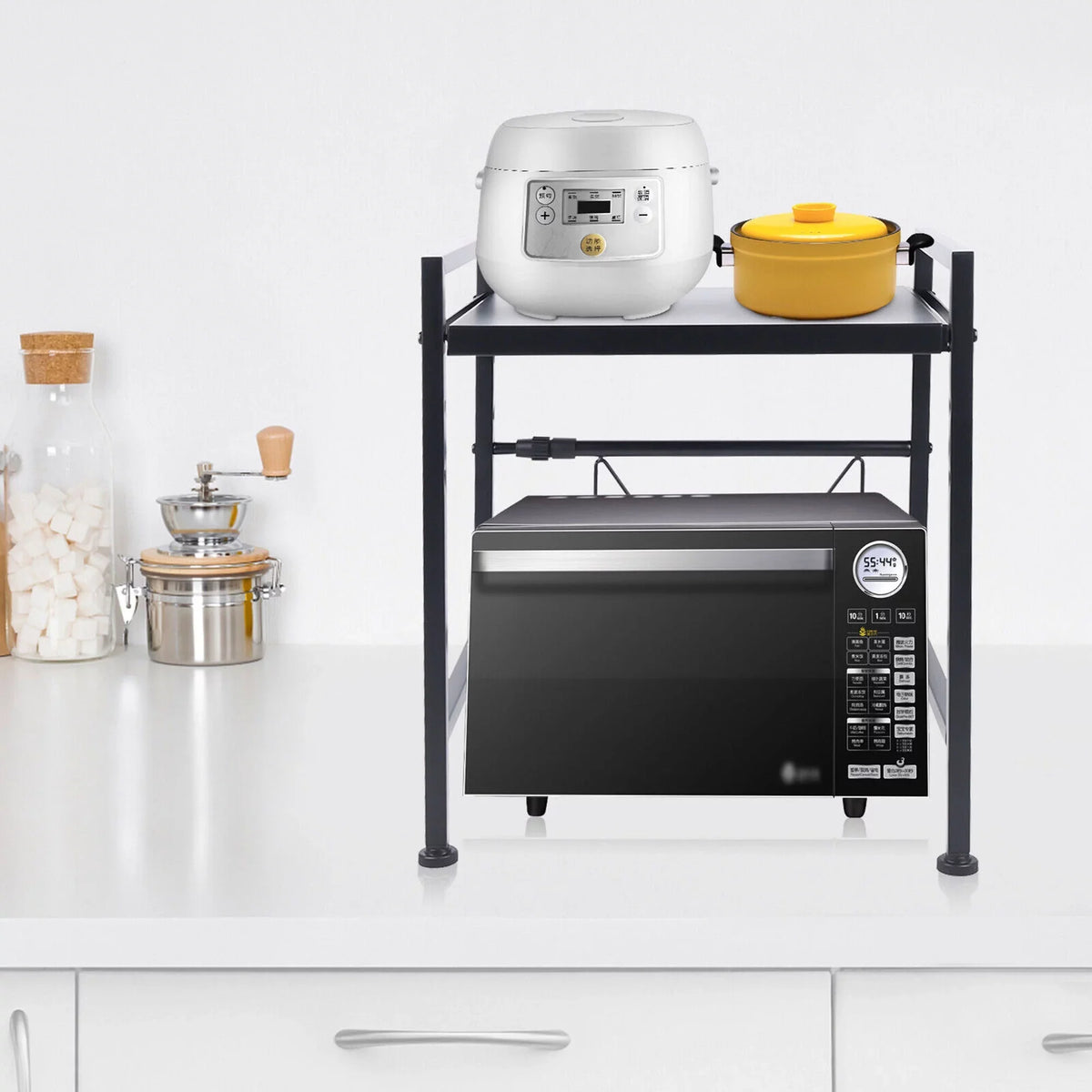 14.5~22.8 Stand, Shelf Rack, Oven Retractable Expandable Metal Kitchen Rack, Single Microwave Oven Cabinet Oven Rack inch Condiment Storage Microwave Countertop Tier Microwave