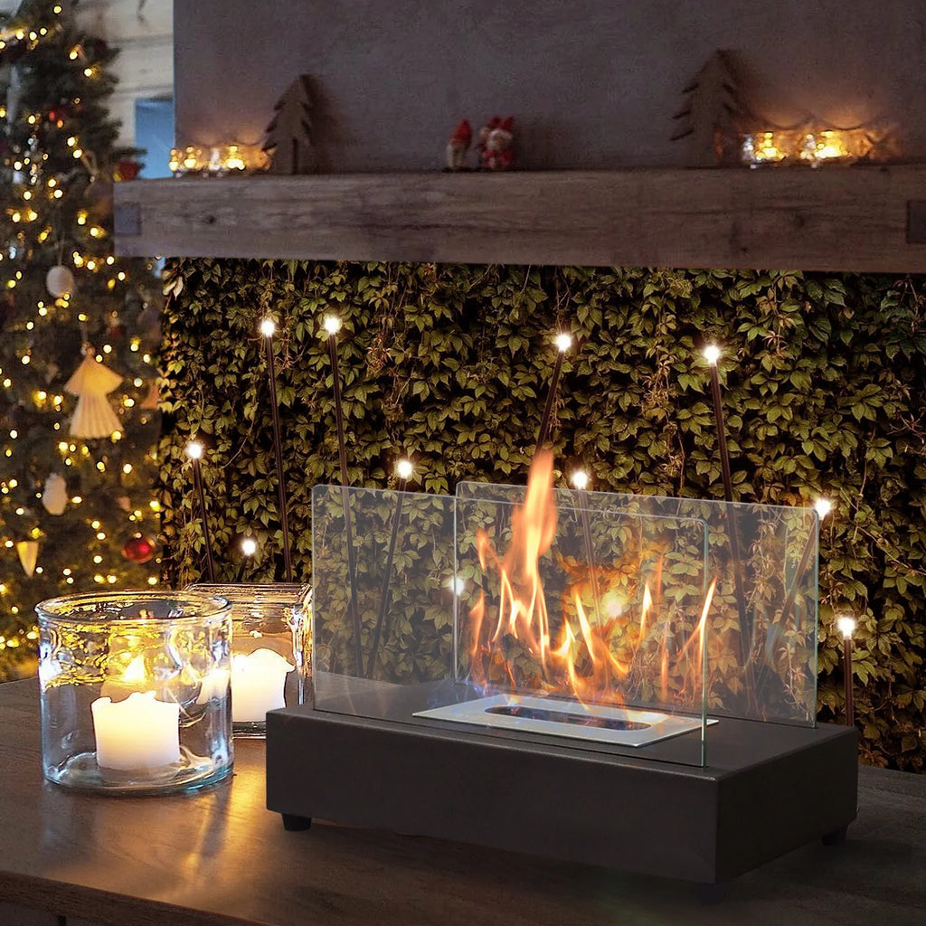 x 7.1'' Metal 8''H Bio x Ethanol Outdoor Flame Guard Skypatio Fireplace 13.98''L Tabletop Ventless with W