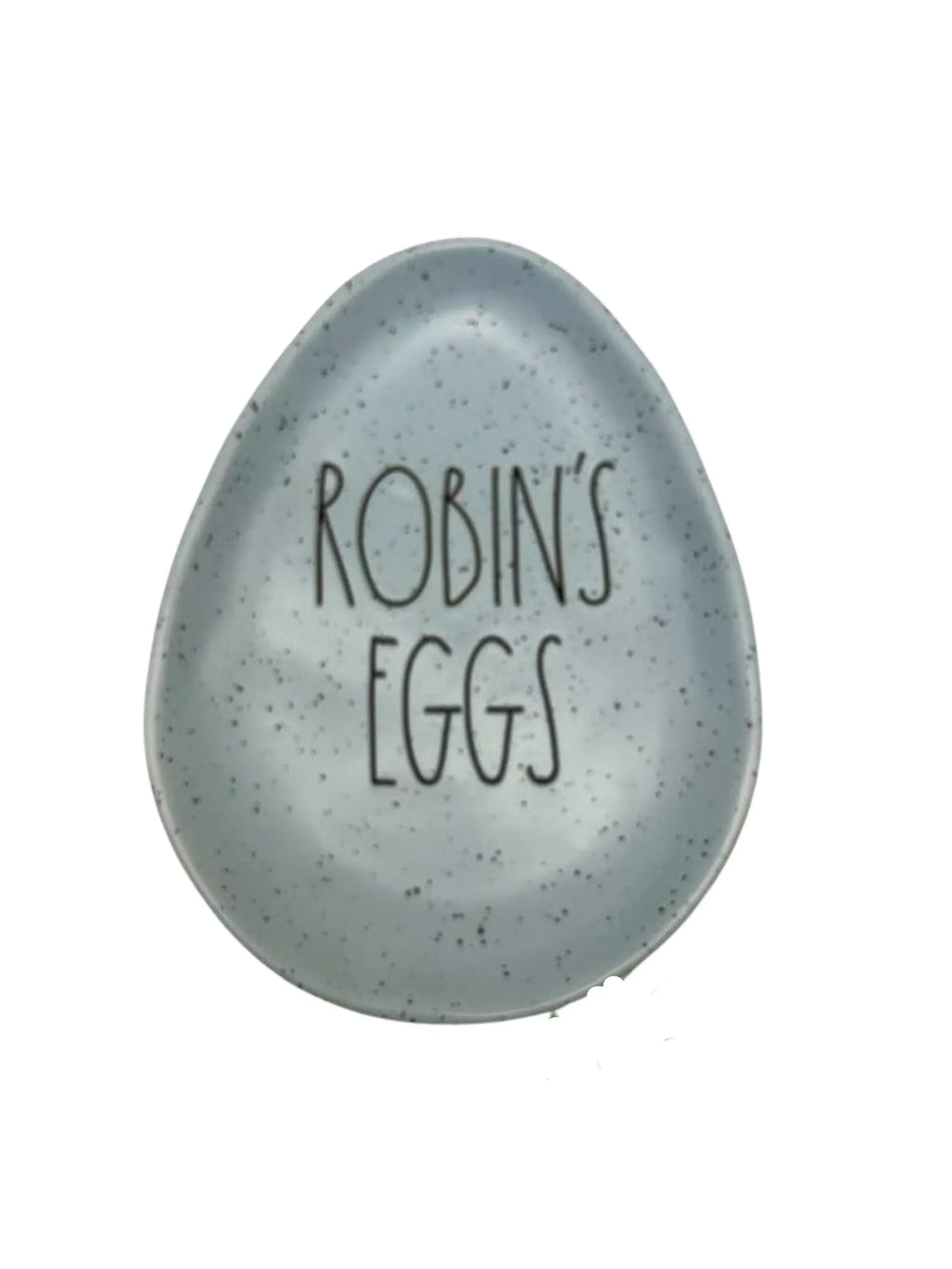 LL Rae EGGS Egg shaped 6" Speckled Ceramic Dunn Easter x letters in ROBINS Black Plate 8"