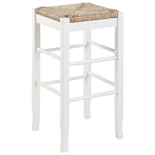 Of Rush Square Bar White Stool - 2 Set In 29" Stationary