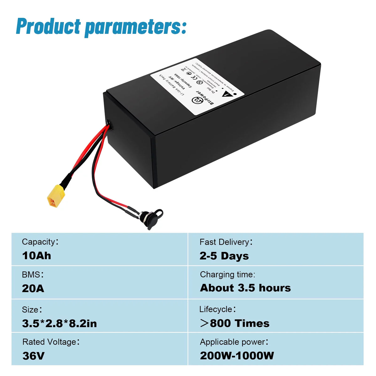 Ion Charger 36v 3A Motor Lithium Battery Electric Scooter Bike 10Ah Battery Pack for