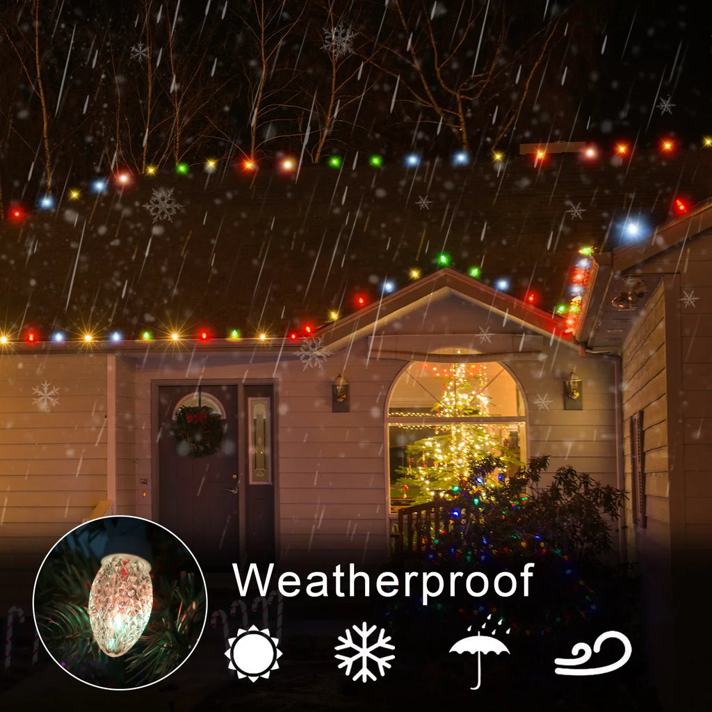 Light C9 Bulbs Changing Lights Waterproof 20 23ft Outdoor, String Christmas Lights LED Eva's Color