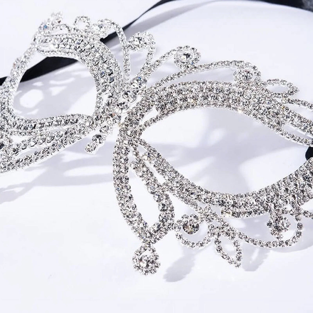 Accessories Halloween for Butterfly Masquerade Women Face Crystal Mask Rhinestone