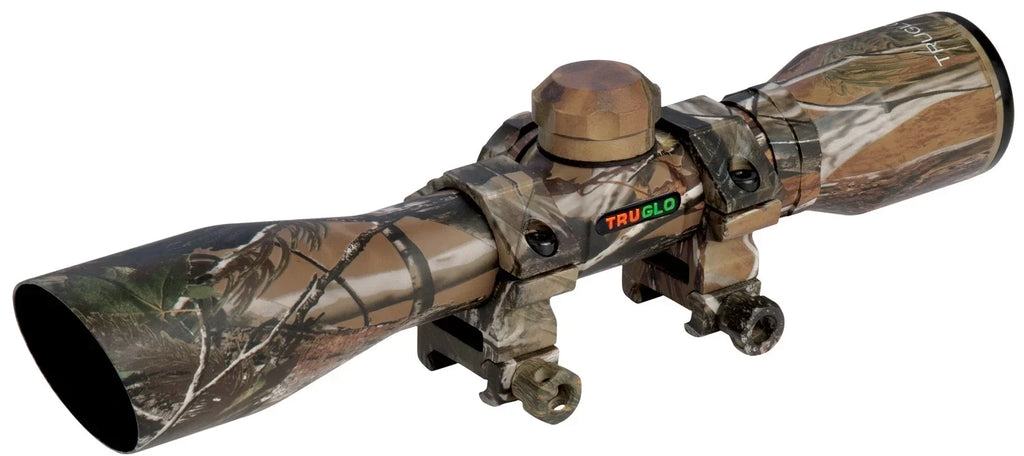 1" 100 32mm Tube ft 22.5 FOV Truglo 4x yds Obj APG Compact Realtree @ TG8504CD Diamond