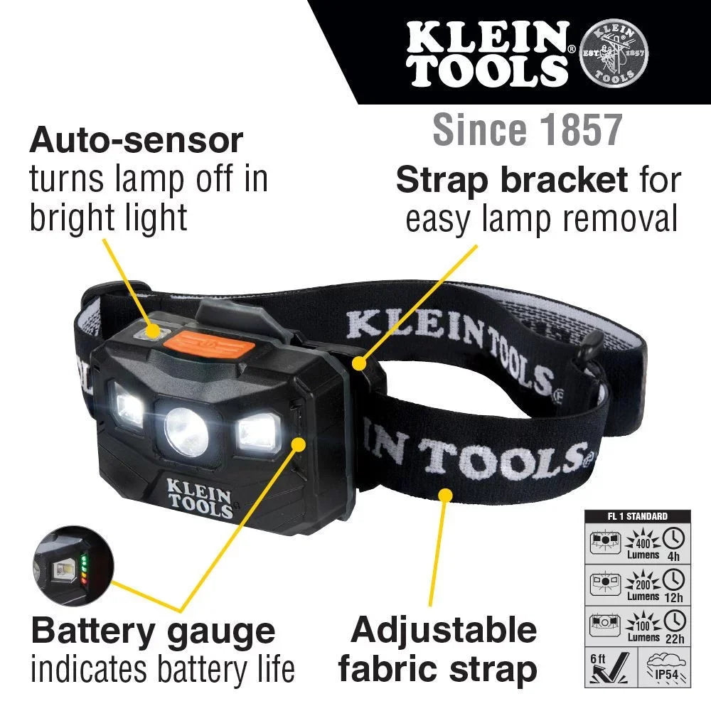 Headlamp Klein Lumens Rechargeable Fabric 56048 400 Tools Strap with