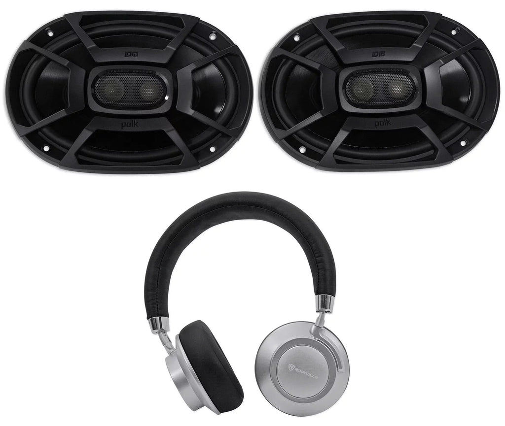 Marine/ATV/Motorcycle/Boat 2) Car 450w Speakers+Headphones Audio Polk DB692 6X9"