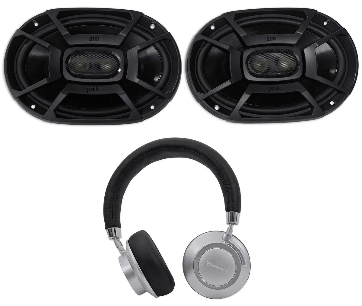 Marine/ATV/Motorcycle/Boat 2) Car 450w Speakers+Headphones Audio Polk DB692 6X9"