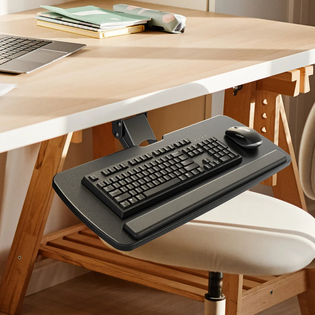 Adjustable, Black & Sliding Tray,25" Keyboard x 9.8" Mouse