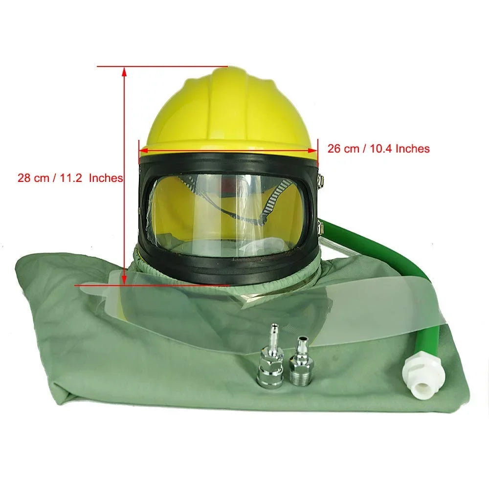 Hood Sandblast AIR Safety Helmet Supplied Protector Sand Yellow FED Blast