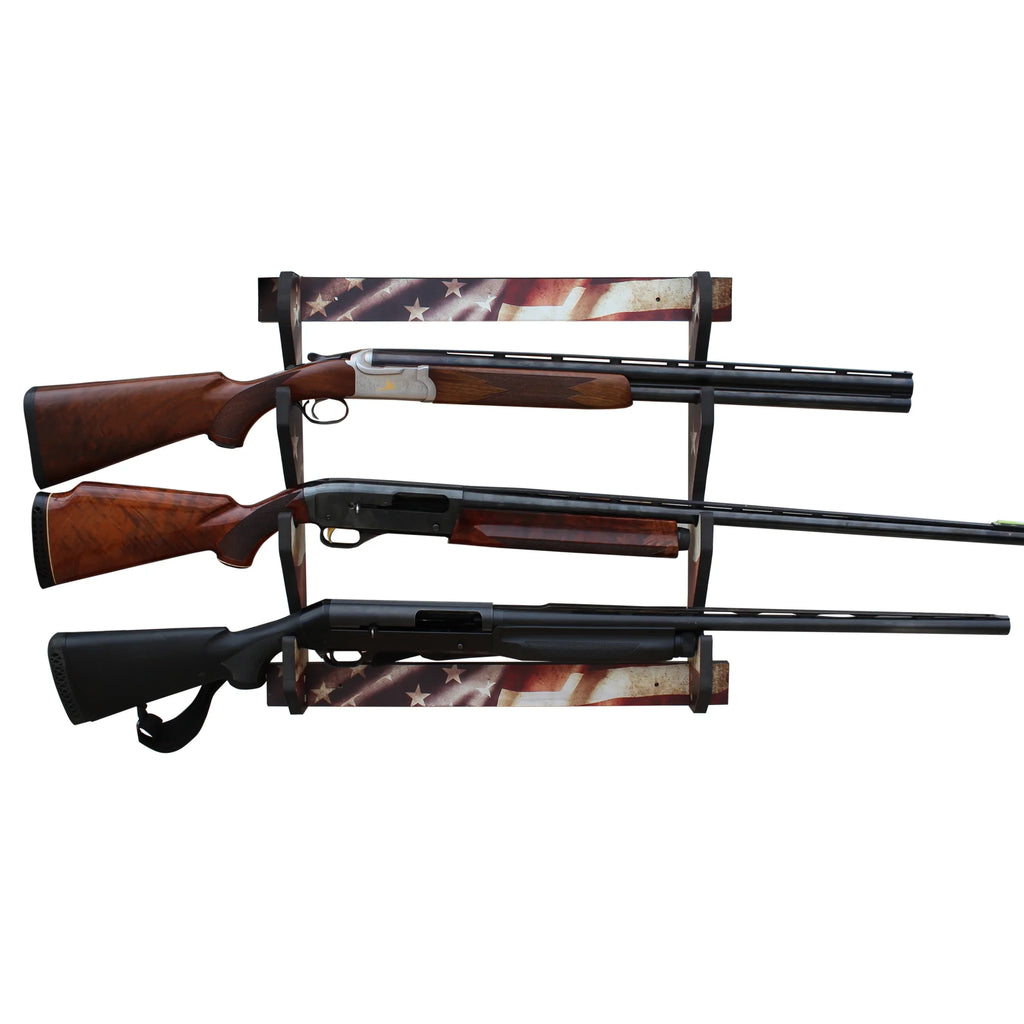 Indoor Convenient Rifle/Shotgun - Display 3 Finish Rack Storage Creations Easy Assembly Rush Creek Americana Wall