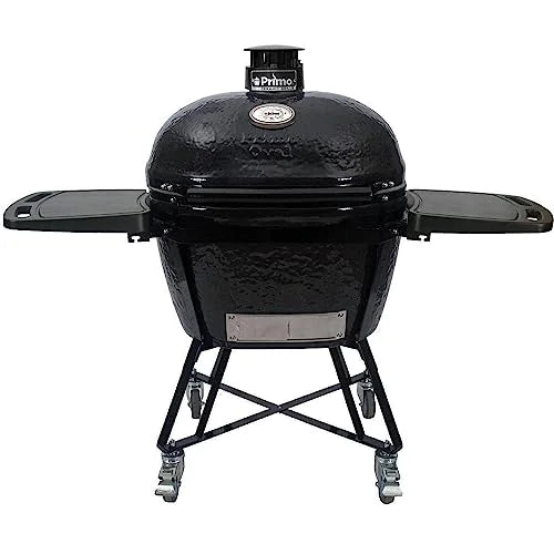 Ceramic All-In-One Shelves, Kamado Side Grates XL (2021) PGCXLC Steel Cradle, With Stainless And Grill - 400 Oval Primo