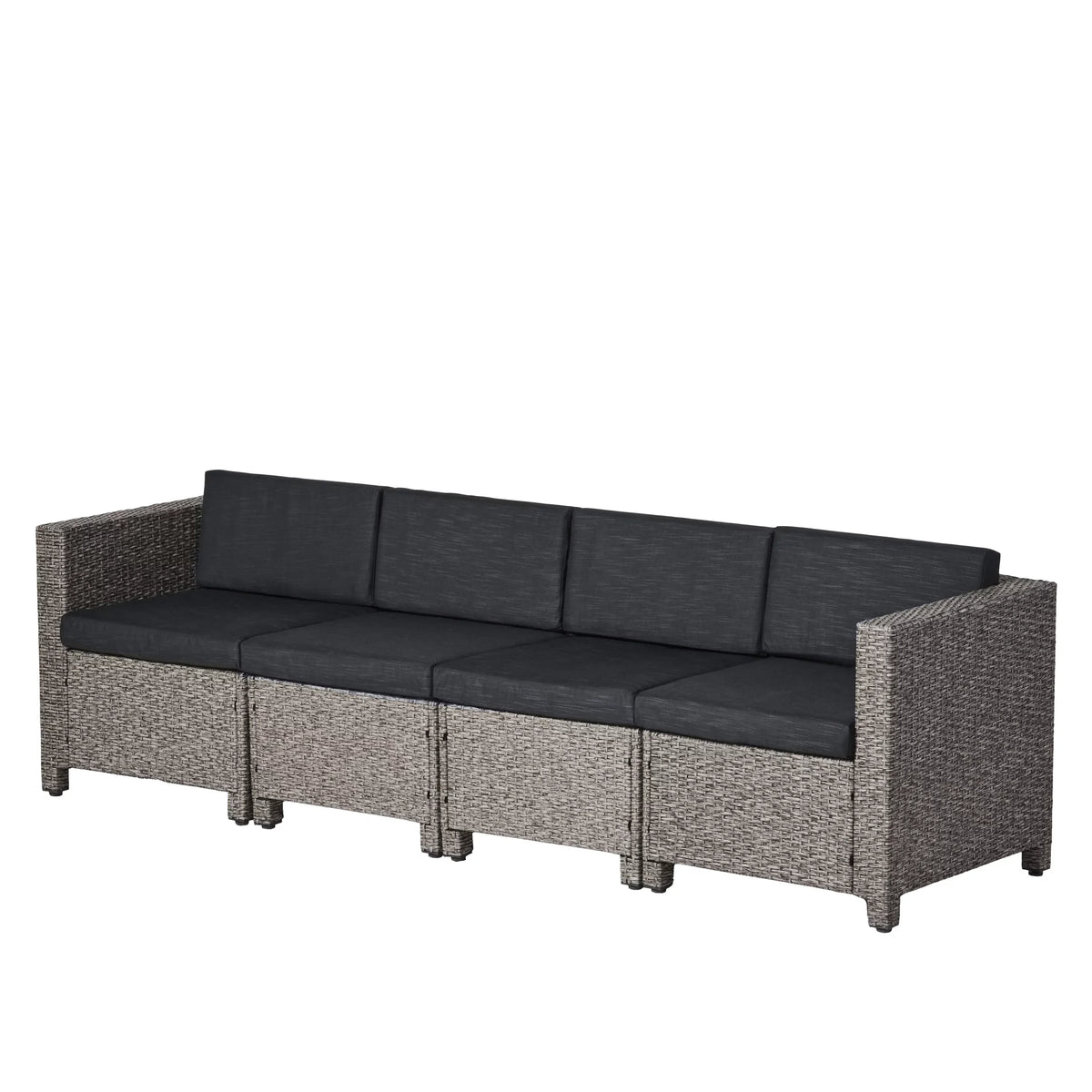 Venice with and Seater Black Mixed Dark Wicker 4 Sofa Sectional GDF Outdoor Cushions, Studio Gray