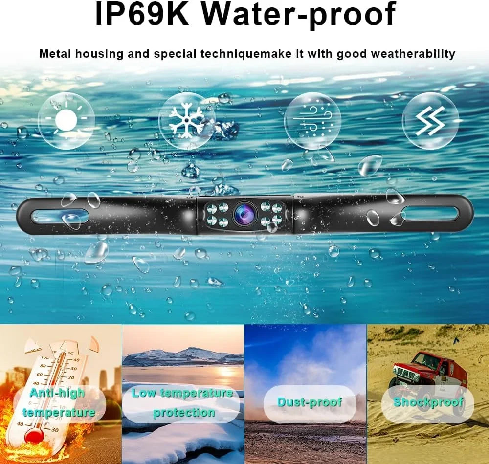 Rear HD Ultra Car Rear Backup View License Plate HD Camera Reverse Night Vision,podofo Waterproof Camera Camera
