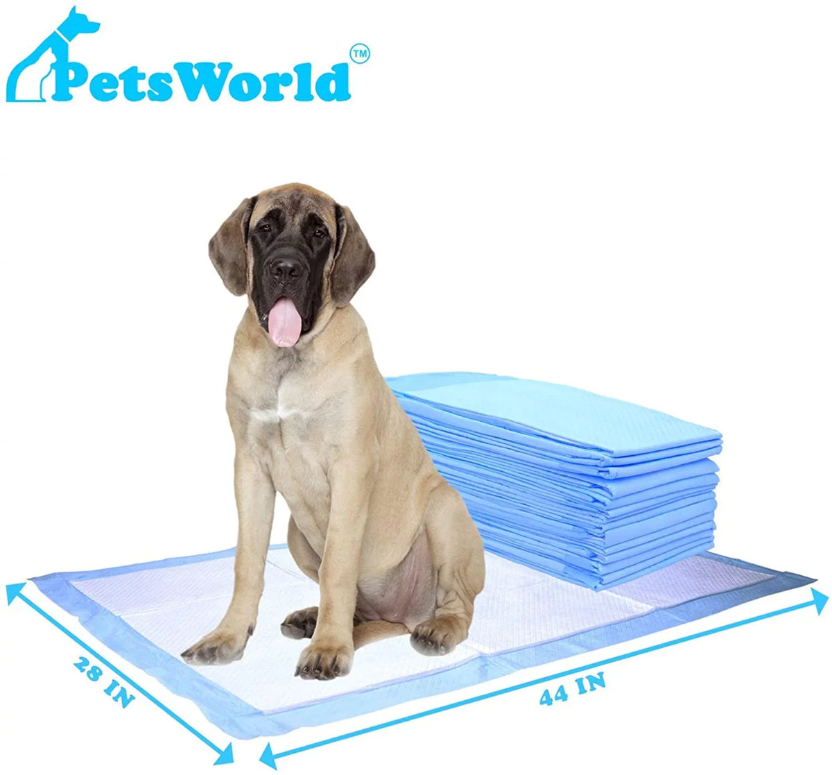 1,000 inch, Training/Potty XXXL PETSWORLD Massive Resistant, Mastiff's Absorbent Pads, Dog 28x44 Tear Ct, Leak-Proof Super Gigantic, &