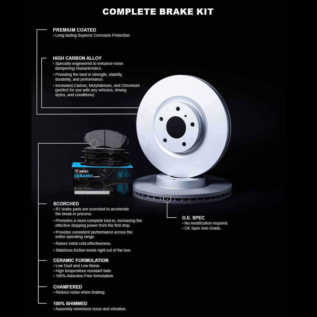 HONDA 59002 SI, CIVIC select: HONDA SI Coated CIVIC With Brake 1992 R1 Wdwh2 R1 Concepts Carbon Concepts Ceramic DEL Fits Rotor Pads 1993-1997 SOL