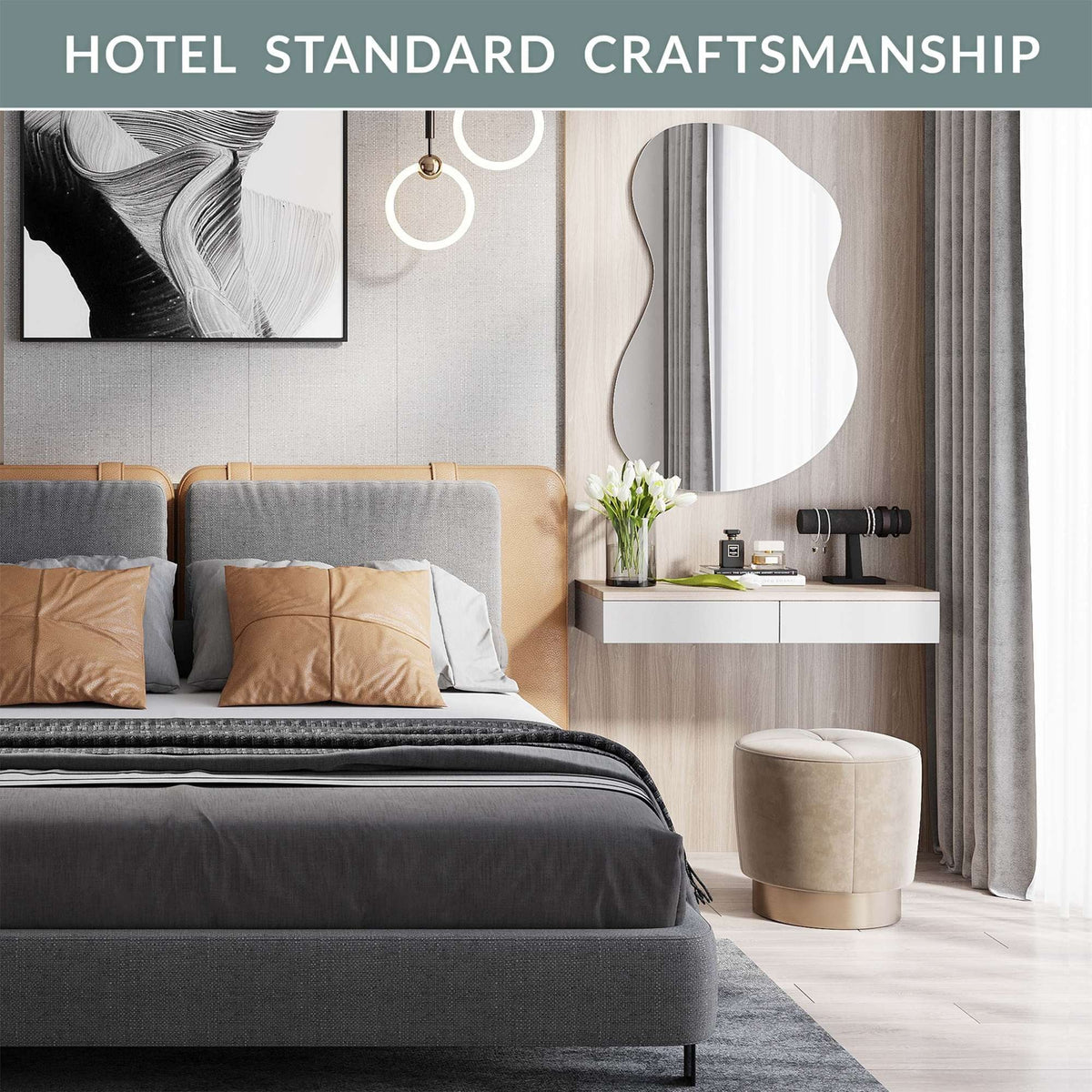 Wall Reflection by - Multiple Irregular Directions Hotel HD Quality from with x - Clarity 36" Designs 24" - Craftsmanship Frameless Mount Barnyard Mirror Abstract Asymmetrical Shape