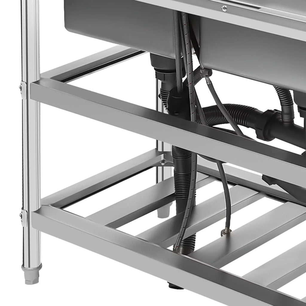 Stainless Sink Utility Kitchen with Steel and Cold Double Sink, Bowl Faucet Hot Wuzstar High Commercial