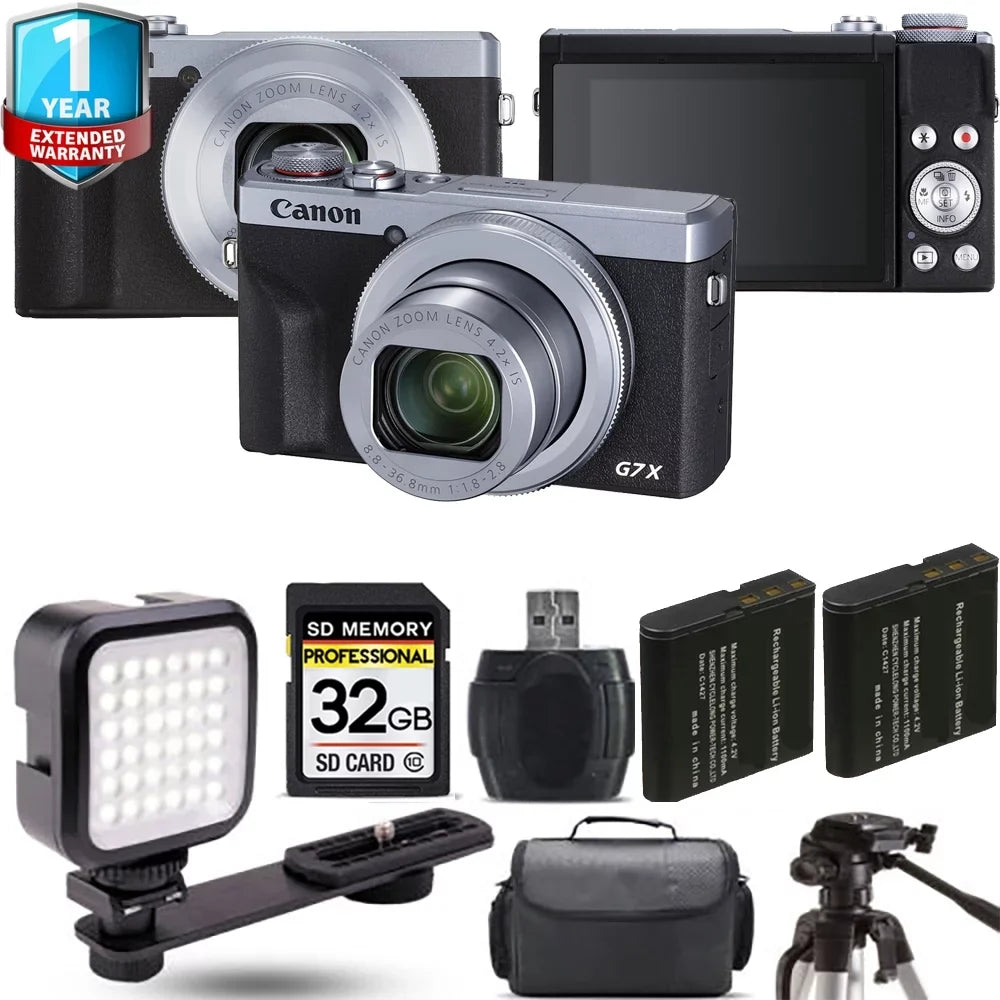 Yr Camera Battery Warranty Extra X +1 LED + + Canon PowerShot G7 Mark III Digital (Silver)