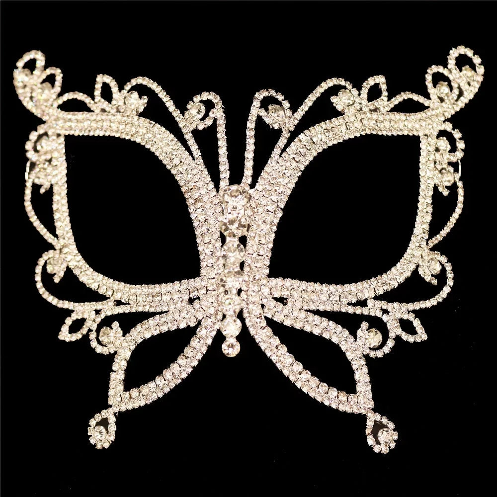 Accessories Halloween for Butterfly Masquerade Women Face Crystal Mask Rhinestone