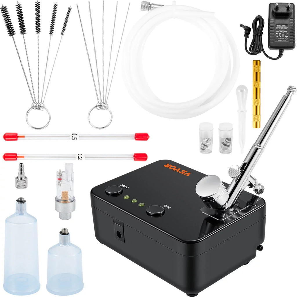 Makeup Dual-action w/ with Tattoo Feed Airbrushing Airbrush VEVOR Airbrushes, Airbrush System Kit Art Set Cookie Compressor, Portable Multi-purpose Kit, Gravity Nail