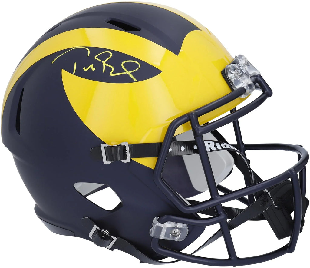 in Michigan Fanatics Wolverines Paint) Autographed Helmet Authentic Replica Riddell Certified (Signed Brady - Yellow Tom