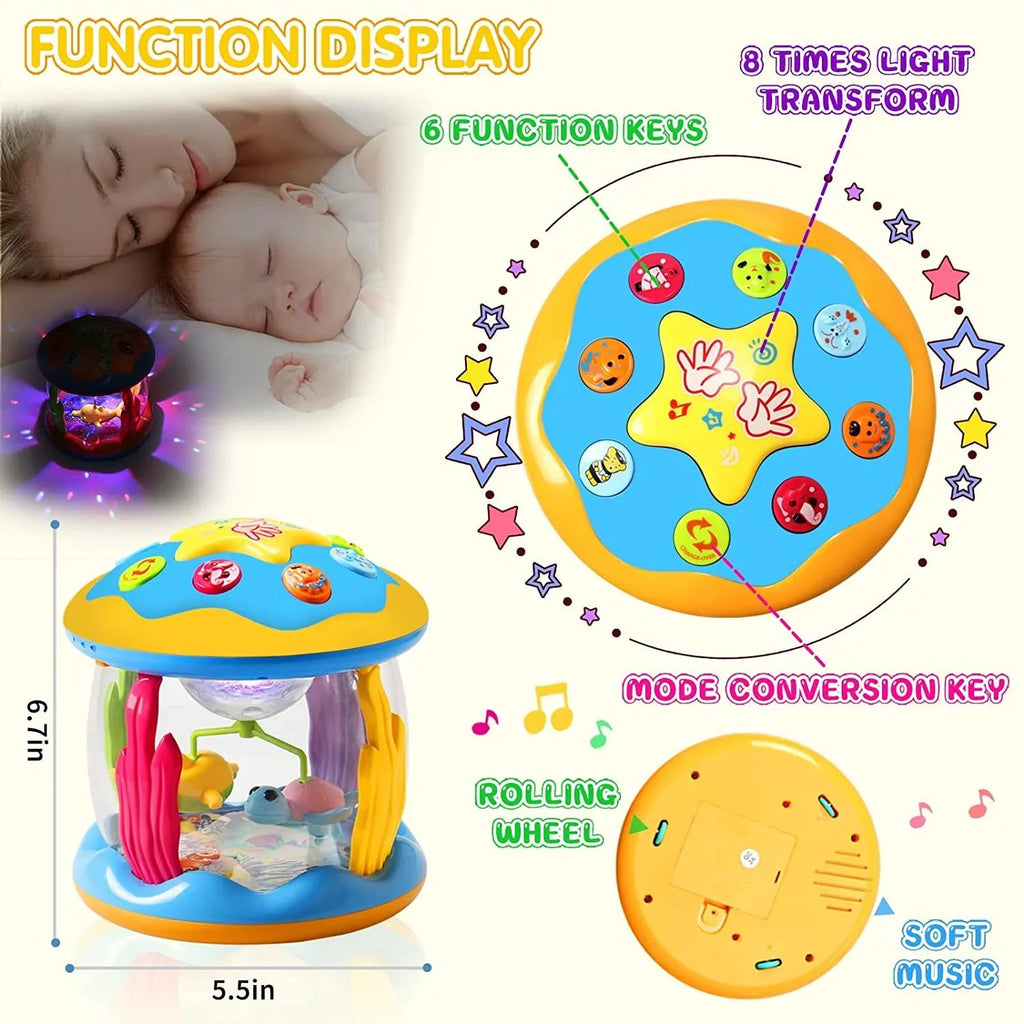 Toys Months, for Ocean Baby Up Months Light Musical Girls 6-12 Toddlers Learning 3 1 Baby for Toys 2 Year Old Toys Crawling Infant Gifts Boys 12-24 Tummy Toys Projector Time