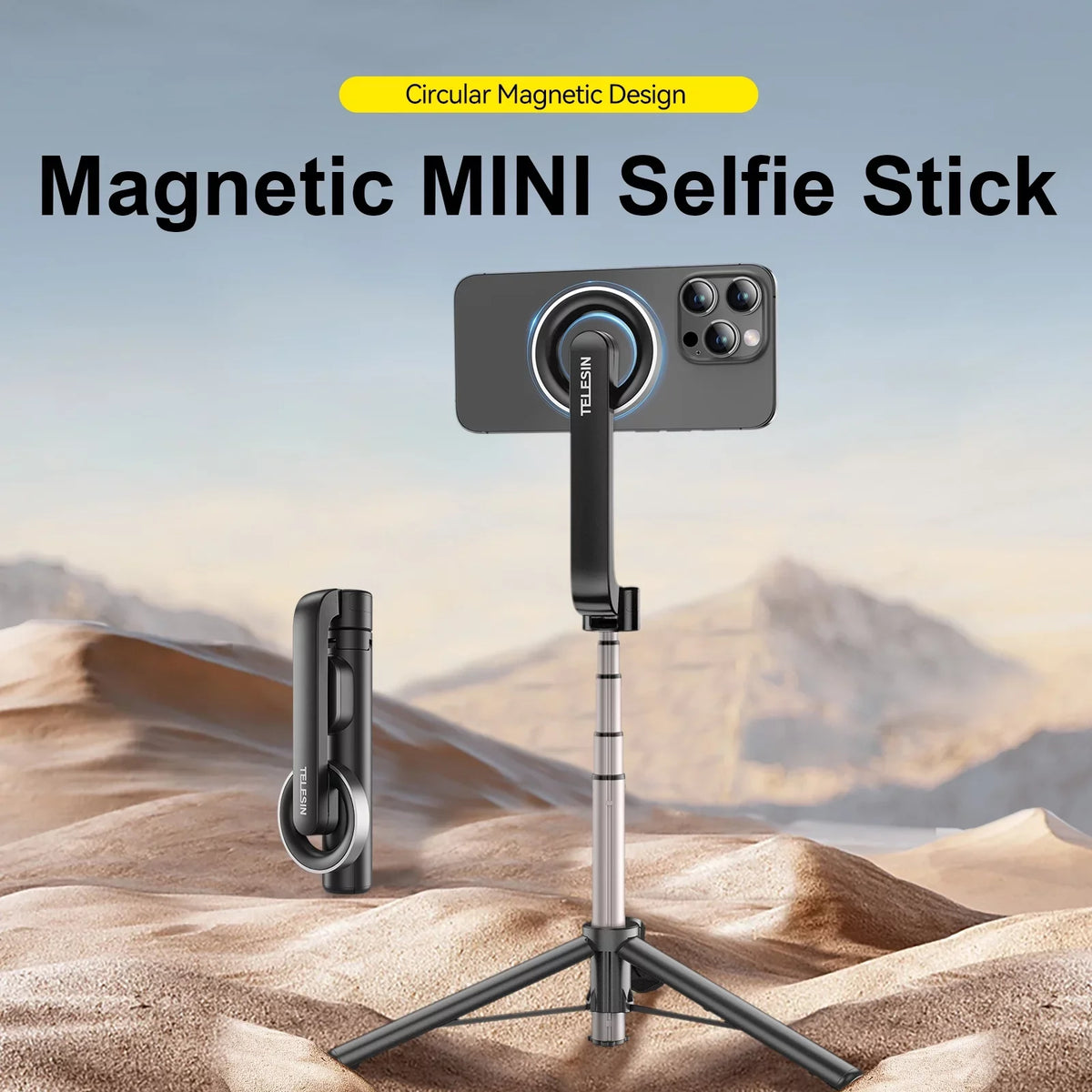 Tripod, for Selfie inch Remote with Magnetic , 27.1 Control TELESIN Stick Rotation