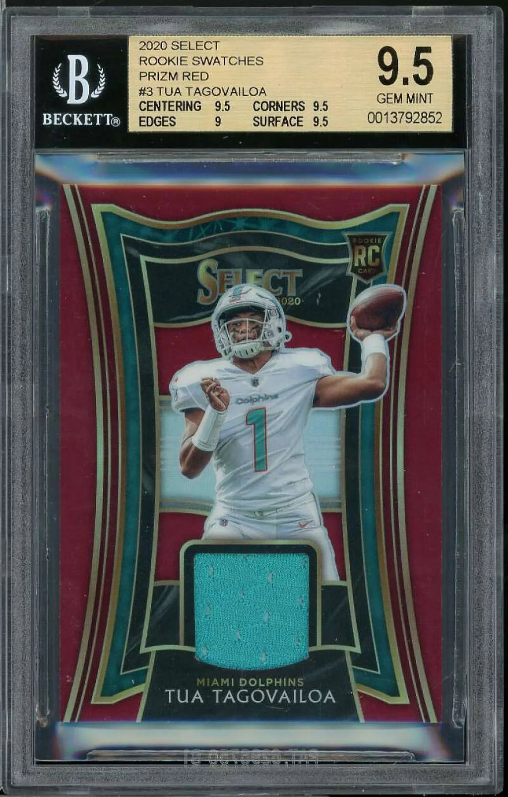 Red Prizm Swatches 2020 Rookie 9.5 Card Panini #3 Select Tua BGS Tagovailoa