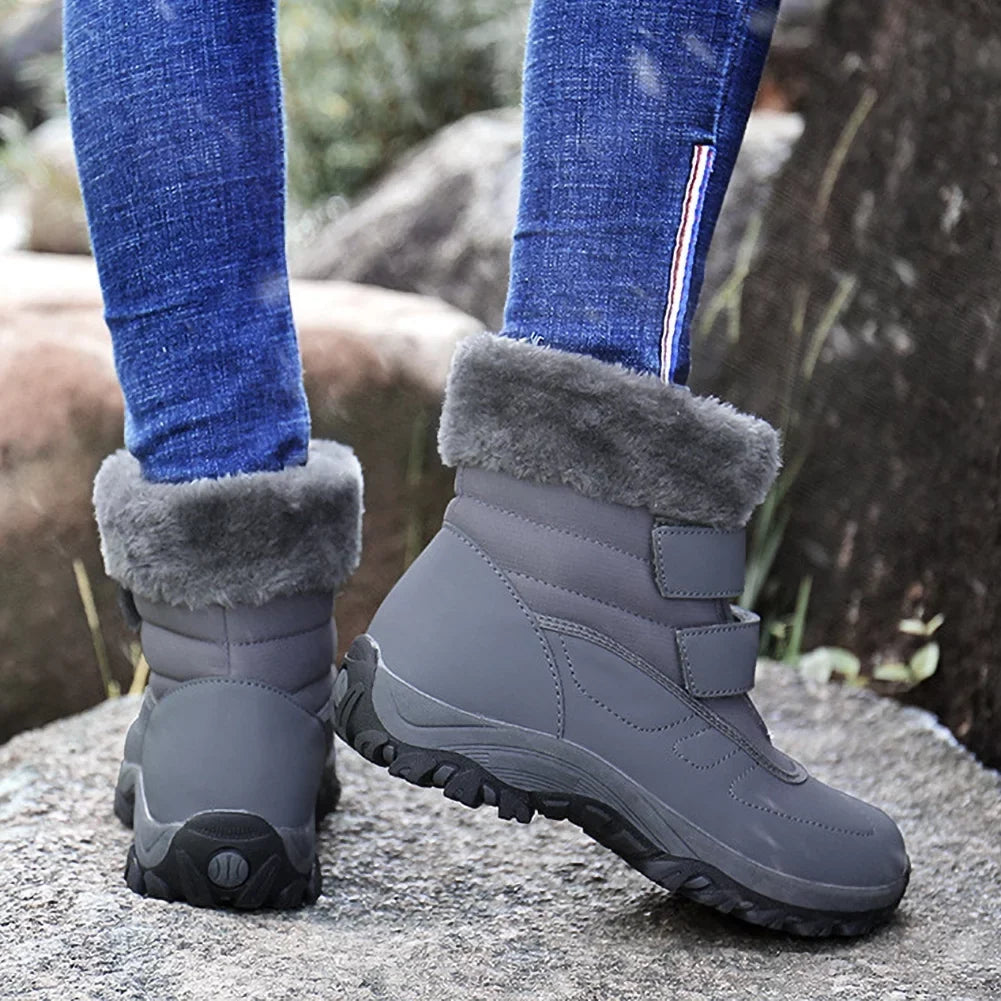 Boots and Waterproof Shoes Snow Fur Lined Hook Warm Thickened Winter Faux Loop Booties Walking Outdoor Women's