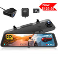 Mirror Dash & and Port GPS, Cameras 12'' Vision, 4K 1080P Vehicle, USB Front Super Rear with Rear WOLFBOX 64GB Cam, Dash Car Card C Night Free View