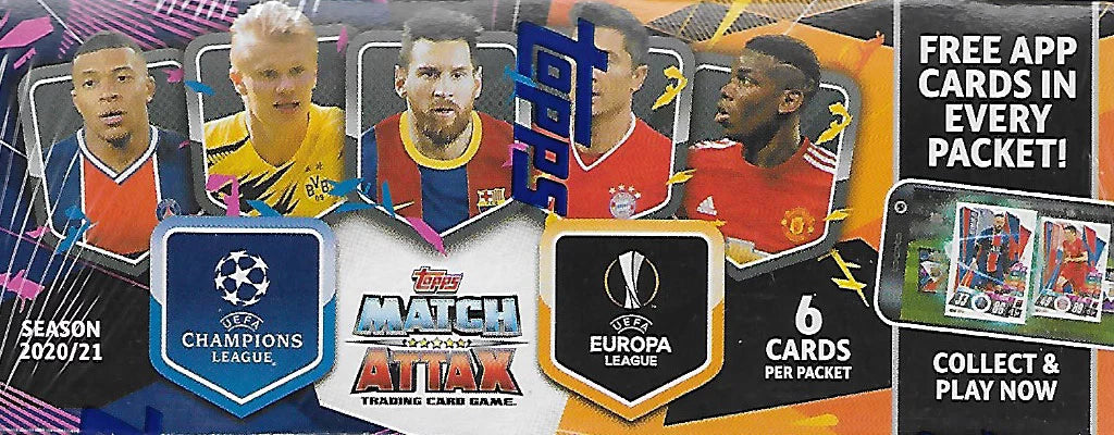 2021 Cards UEFA Topps Box Pack Champions 30 with Soccer League Display Match Attax Shiny 2020