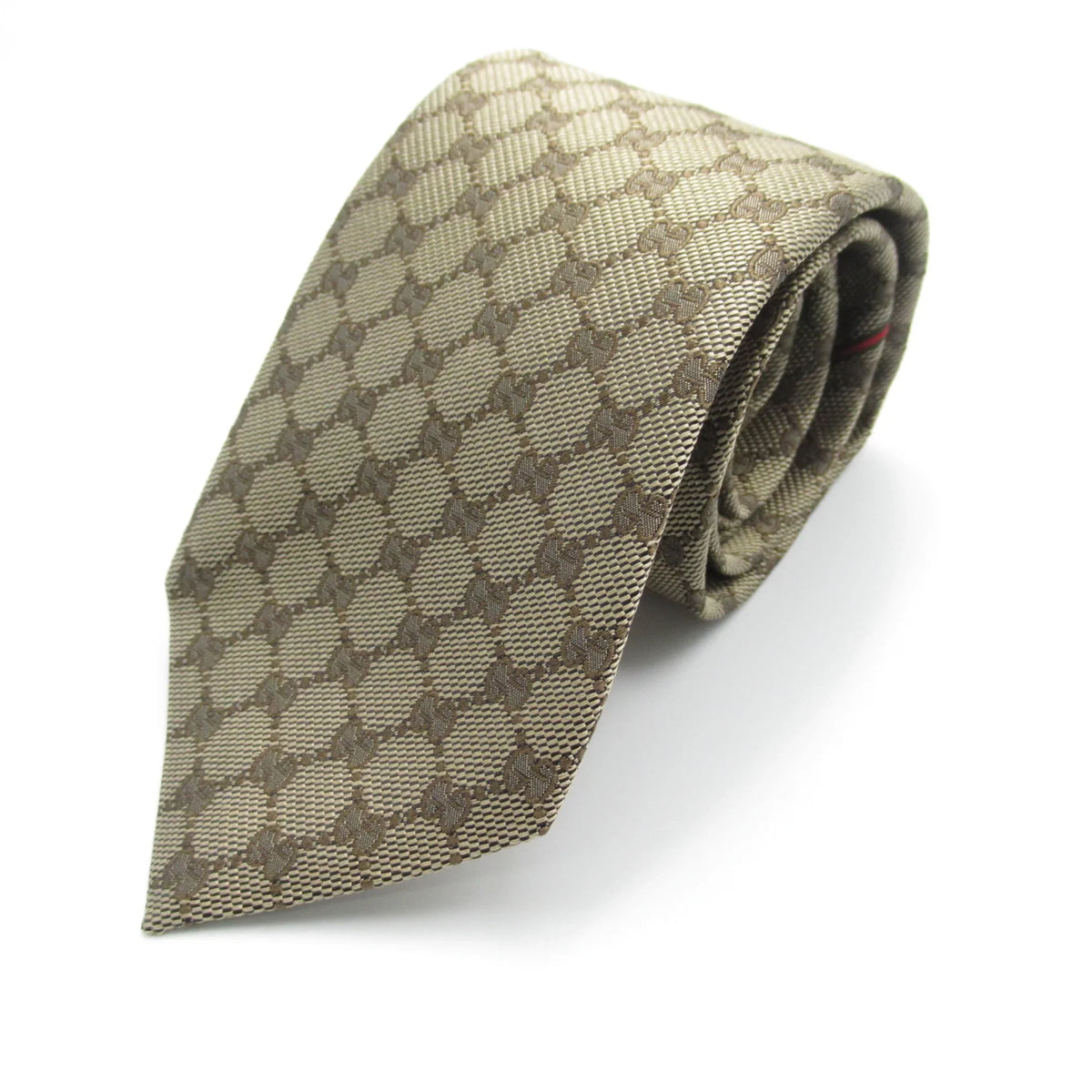 GUCCI silk Beige (New) tie Pre-Owned