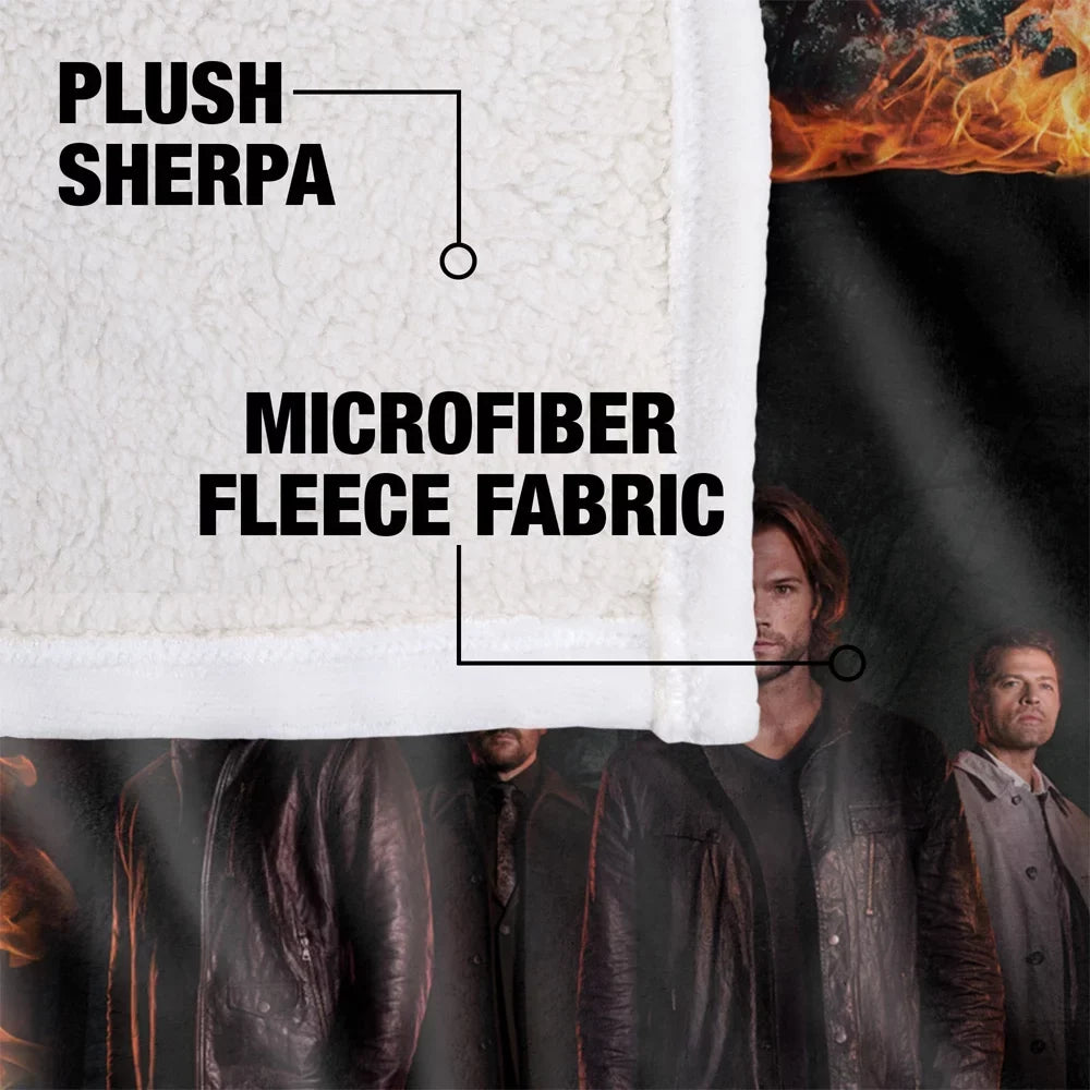 Blanket Touch Fire Blanket, Silky Super LOGOVISION Supernatural Sherpa Soft Frame Throw Back 50*60inch,