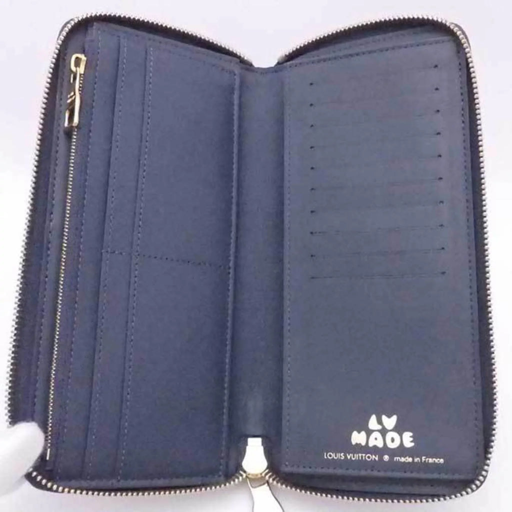 Unisex M81107 LOUIS Leather/Monogram Zippy x Navy Zipper VUITTON Blue Long Round Denim Louis Vertical (Good) Monogram Pre-Owned Wallet Vuitton