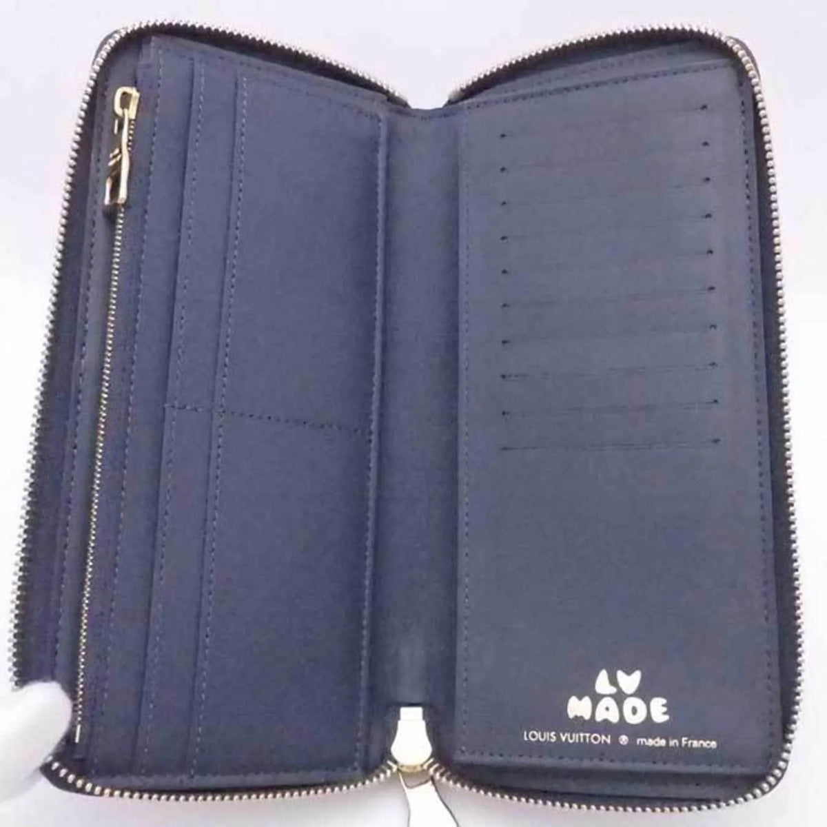 Unisex M81107 LOUIS Leather/Monogram Zippy x Navy Zipper VUITTON Blue Long Round Denim Louis Vertical (Good) Monogram Pre-Owned Wallet Vuitton