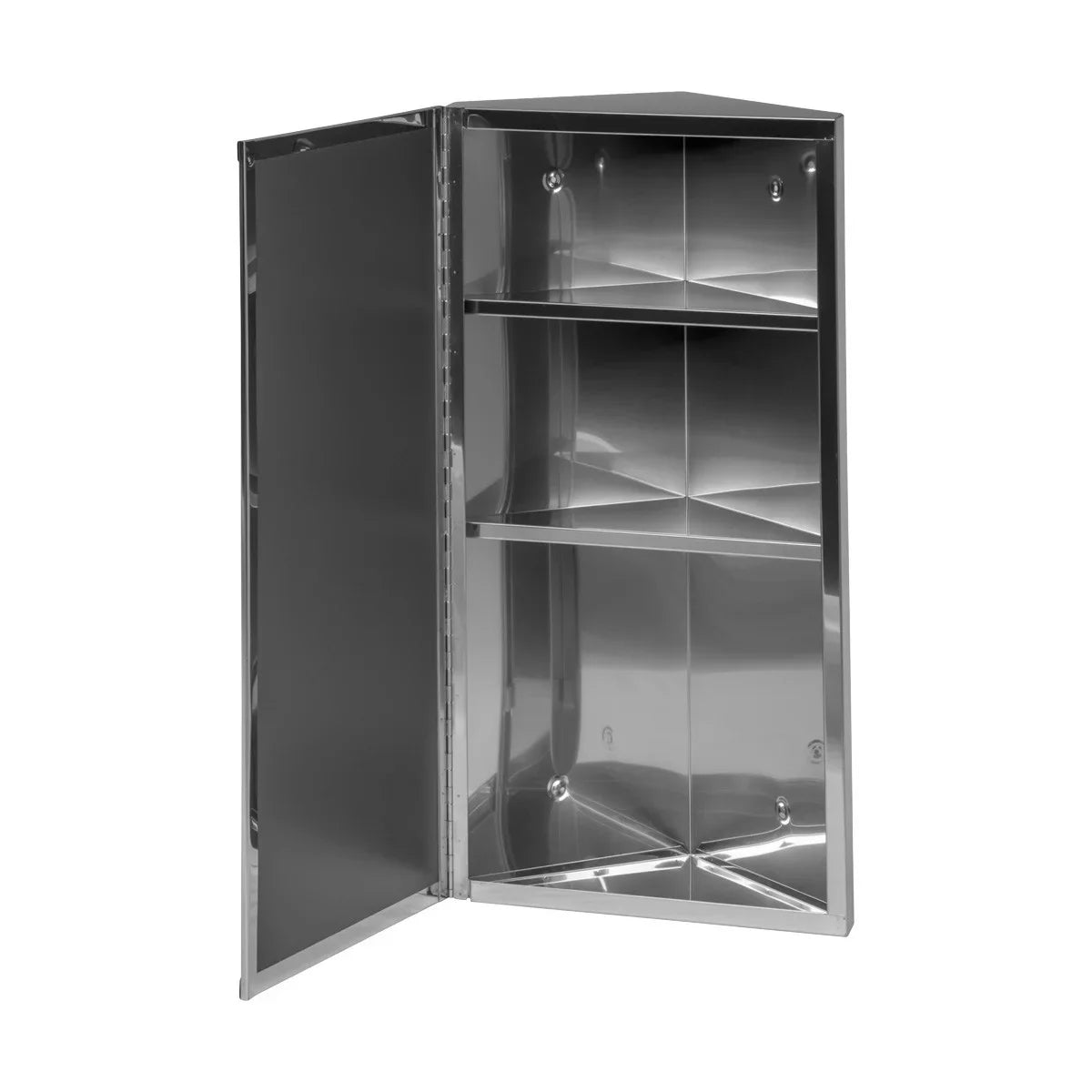 w/Mirror Cabinet Opens Corner Stainless Medicine Wall Steel Left Mount to Cabinet Shelf Renovator's Triple Supply Bathroom w/Screws