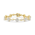 7.25" Clarity) Swirl Square Yellow 1/4 and Cttw I2-I3 Bracelet Alternating (I-J Diamond Color, Art Deco Link .925 Plated 10K Gold Sterling Silver