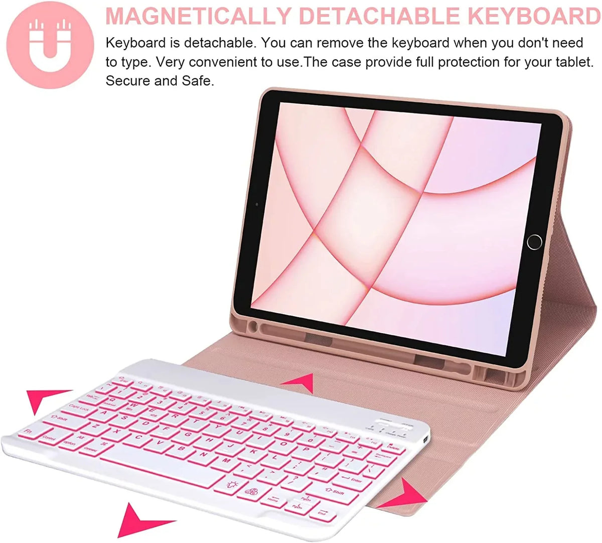Bluetooth Gen Holder Pencil iPad Keyboard Pink 2022 Case Apple 5th for Keyboard iPad Air Kvago Built-in
