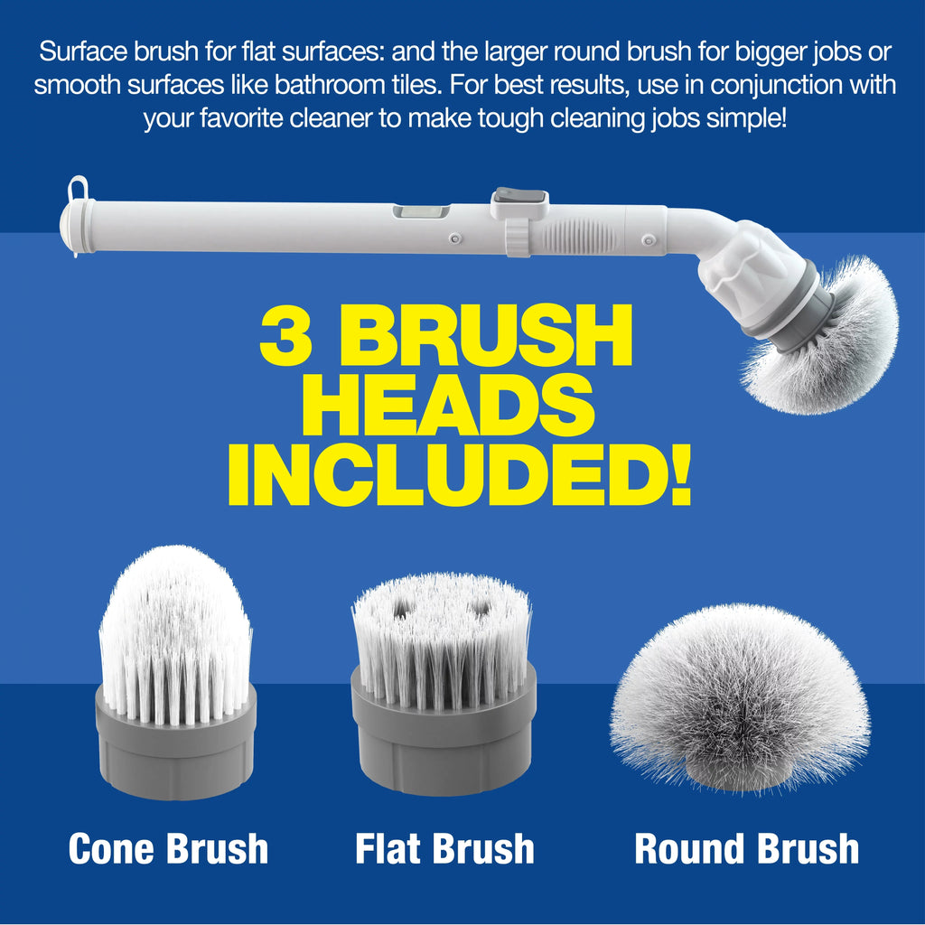 Scrubber Spin Surface Cleaner, Pack and & Brush 1 Multi-Purpose Heads Electric Scrubber Scrubber Scrubtastic 3