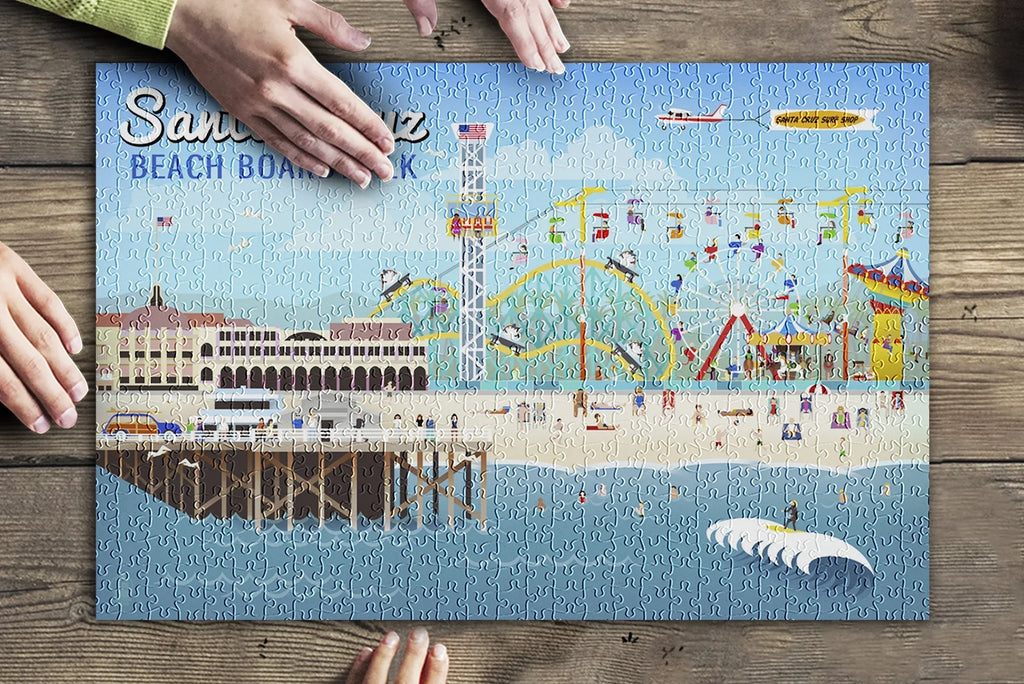 Adults Family, Scene USA) Piece in inches, Premium Cruz, California, Made and Retro Santa (19x27 500 for Puzzle Jigsaw
