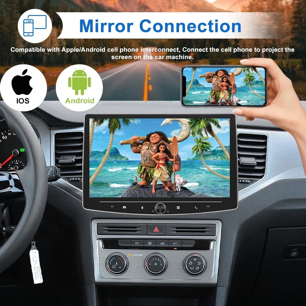 1 Player Android Car Radio Touch Receiver USB USB Carplay with Audio 10 Single Multimedia Camera Screen Din Mirror Stereo HD Link Reversing Bluetooth AHD Inch FM Apple Auto including