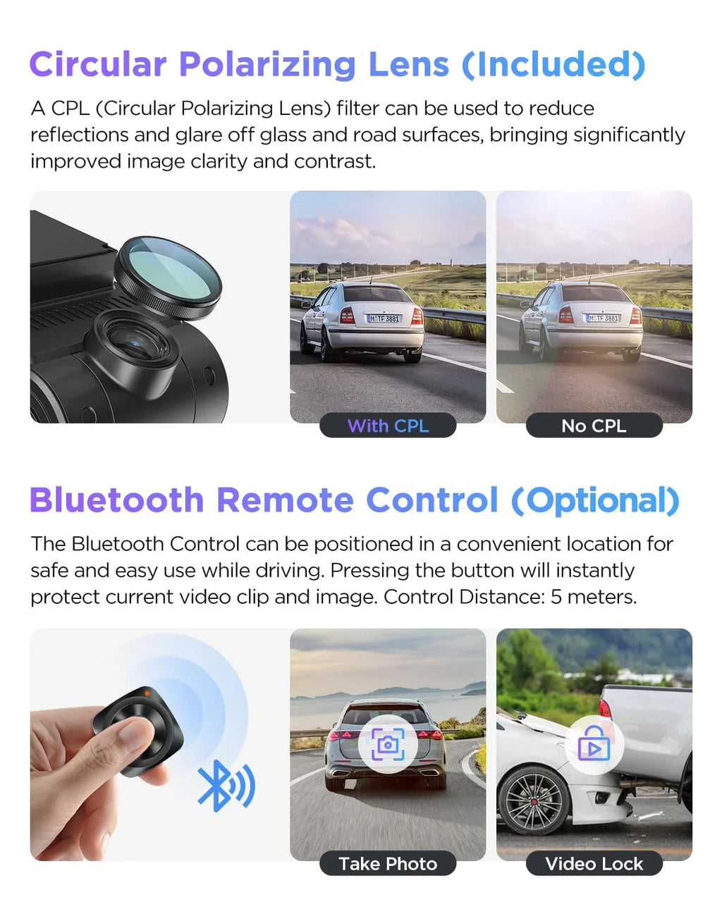 VIOFO Dual 2CH Rear A229 IMX678 lb 2 4K+2K Pro IMX675 2 Camera & Front with Car Dashcam STARVIS GPS,