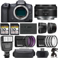 '+50mm Kit +Flash- R5 Lens Mirrorless f/1.8 Camera STM EOS Canon