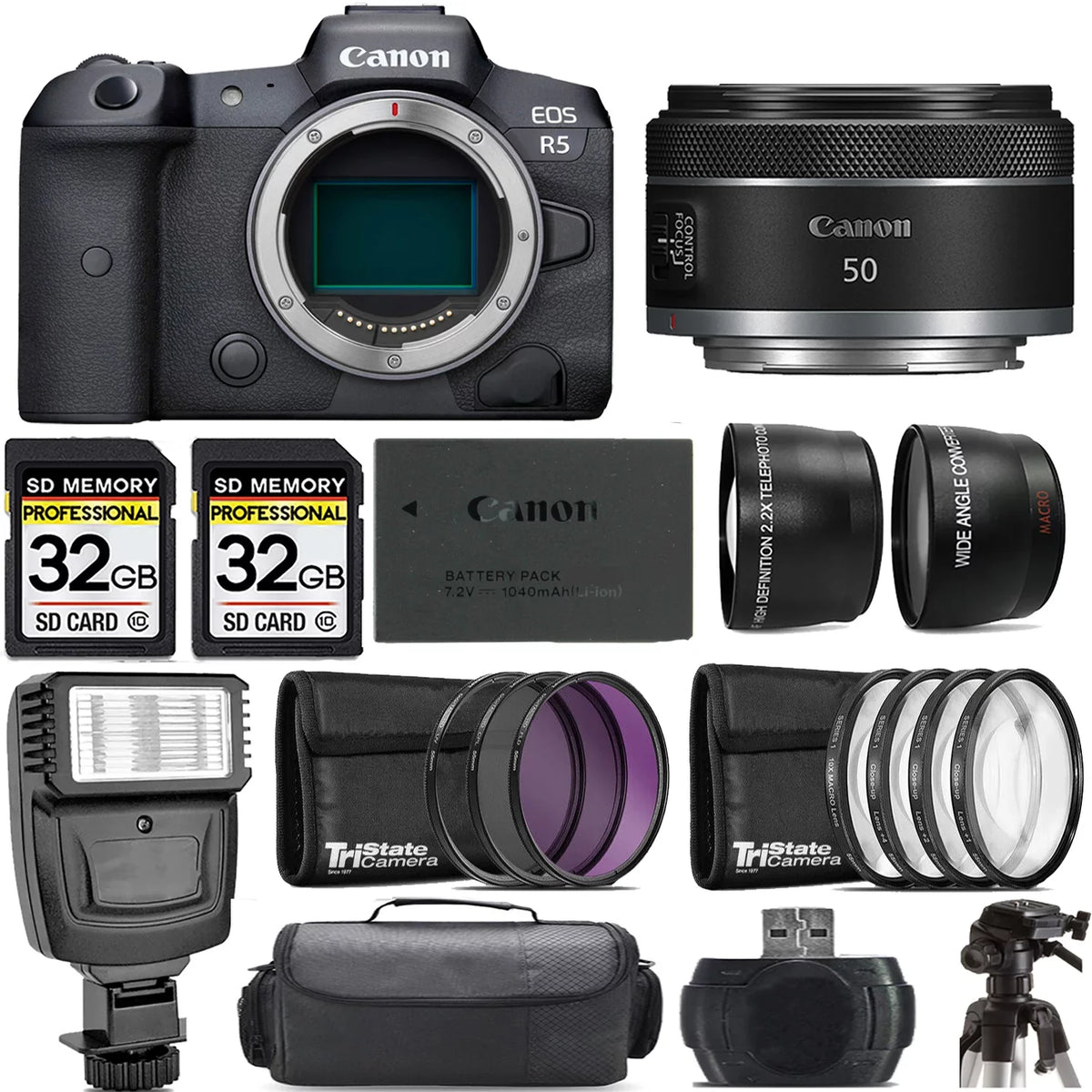 '+50mm Kit +Flash- R5 Lens Mirrorless f/1.8 Camera STM EOS Canon