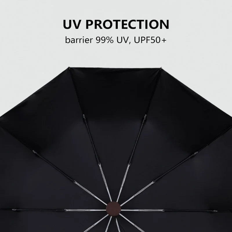 Anti Business UV Golf UPF50+ Handle 10 Windproof Ribs Sun Umbrellas Umbrella Wood Umbrella Men Clear Parasol