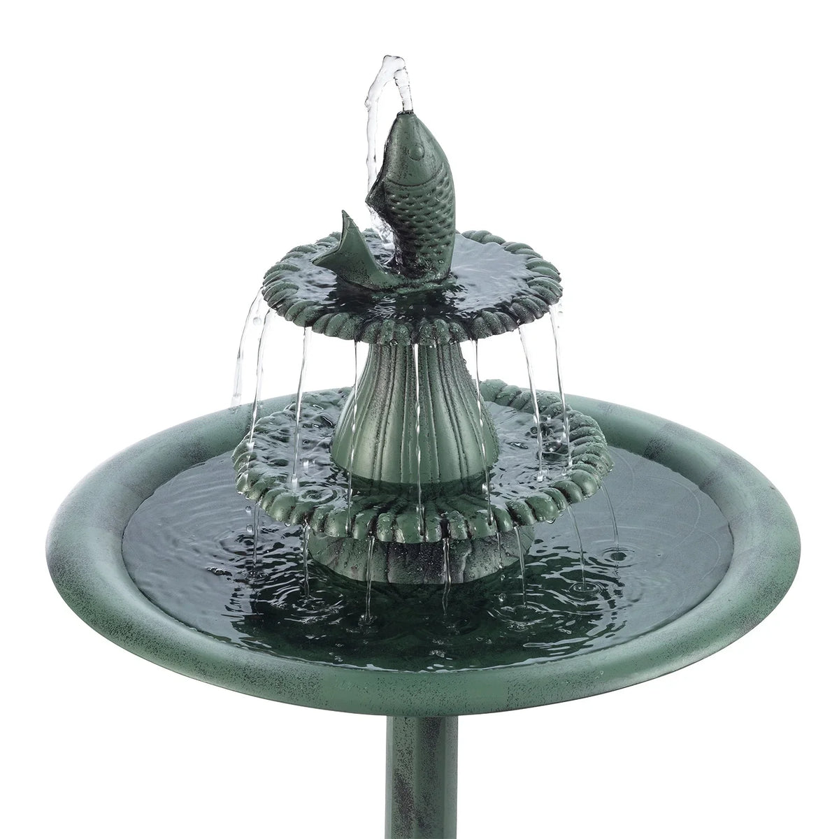 Plastic Green Pedestal Corporation Alpine Bird Fountain Bath, 3-Tier